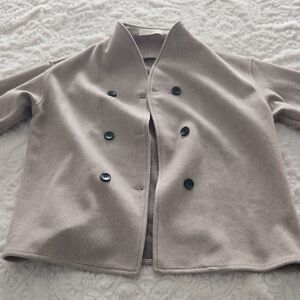 Commense Classic Beige Double-Breasted Pea Coat